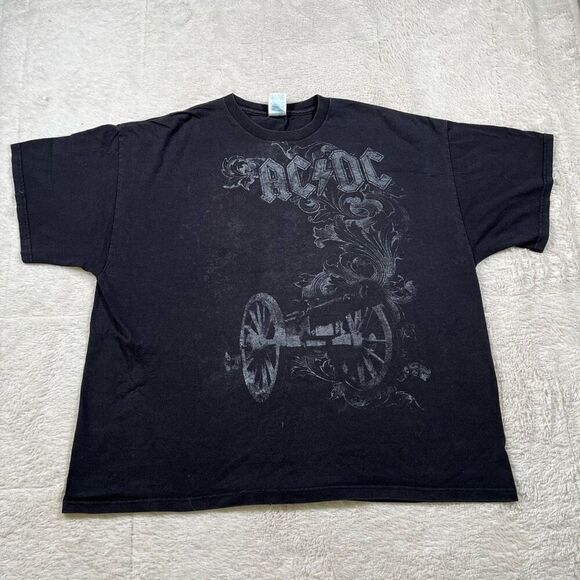 ACDC Shirt Adult Large Black Cannon Anvil Y2K 2002 Rock & Roll Music Mens - Picture 2 of 5